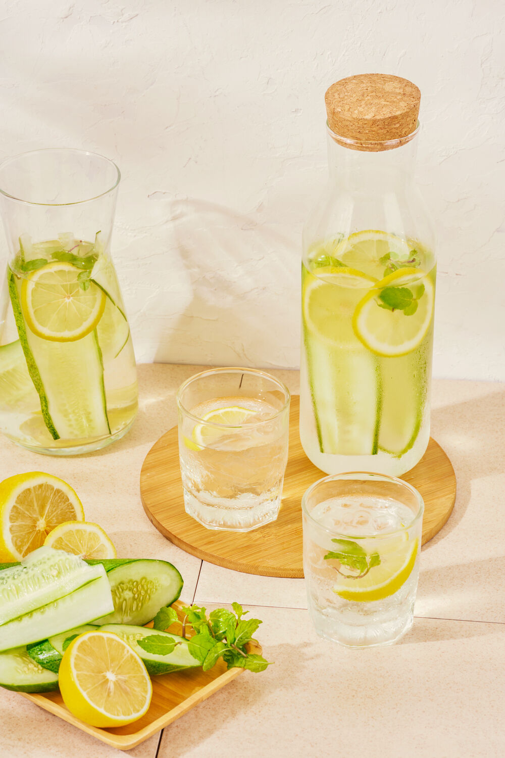 Cucumber and lemon infused water