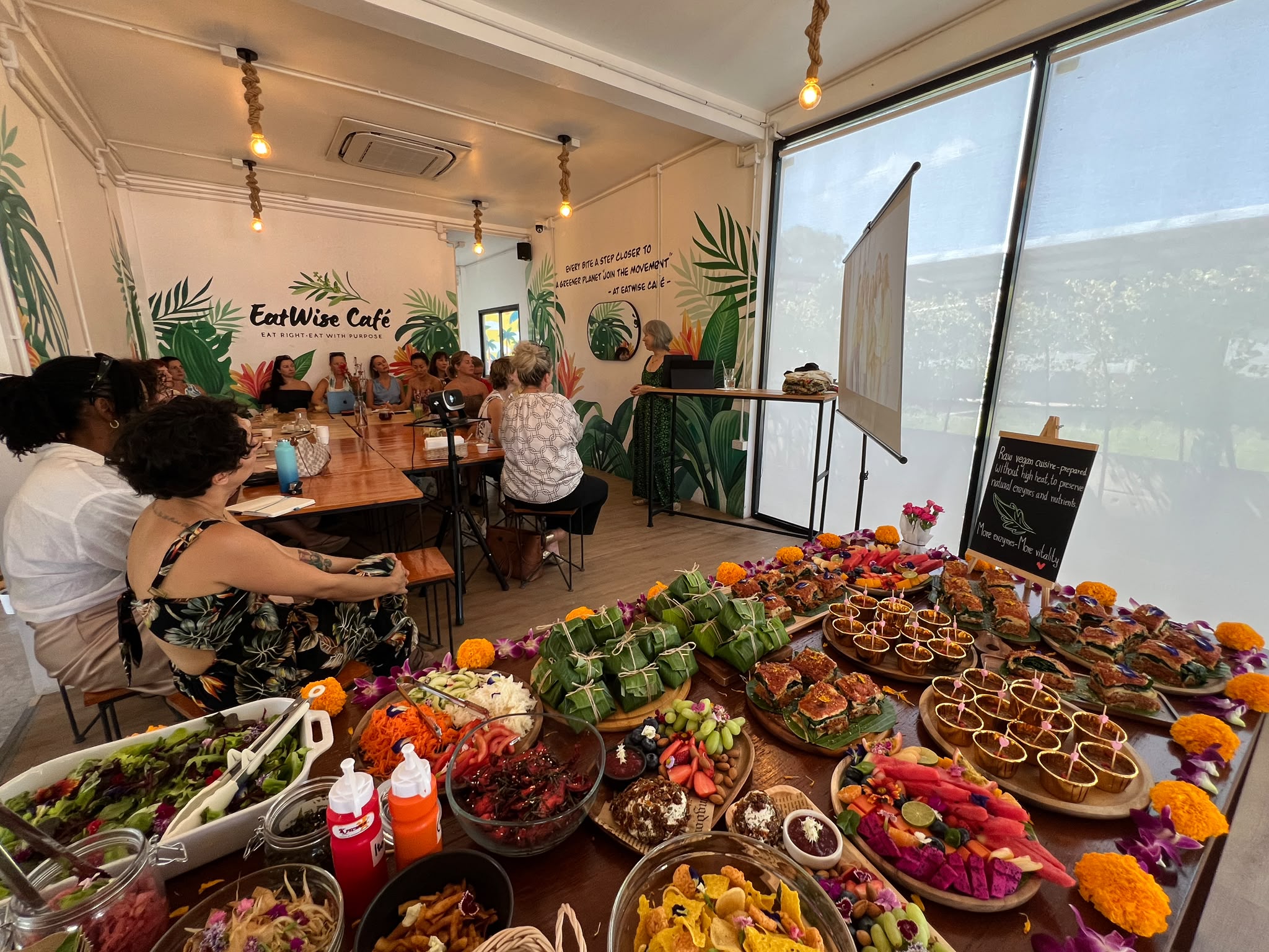 Private wellness event with a plant-based buffet at EatWise Café